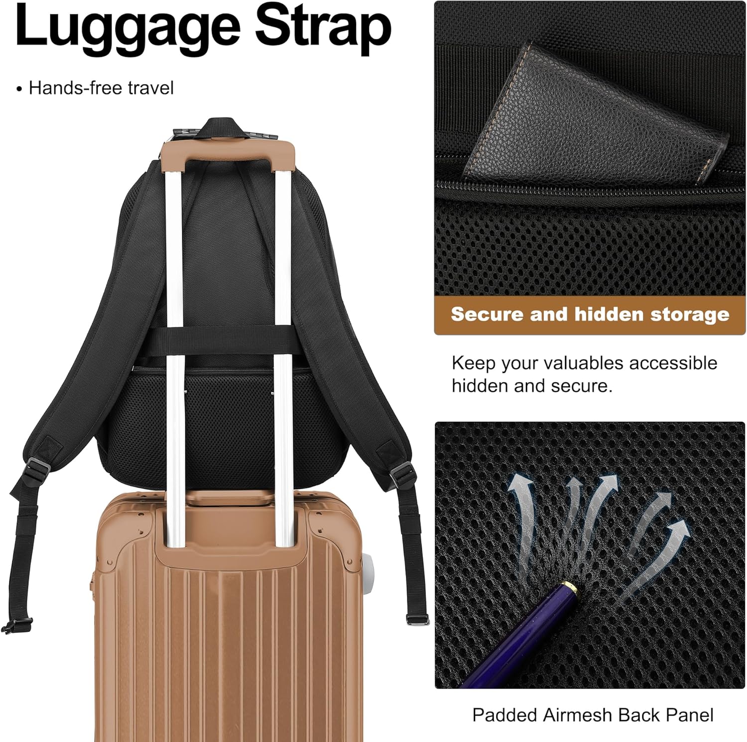 Boavan Laptop Backpack for men, 15.6 inch Laptop Bag with USB Port, Waterproof Travel Work Backpack Purse, Anti-Theft Teacher Nurse Doctor Casual Bookbags Office Business backpack,Black - Image 4