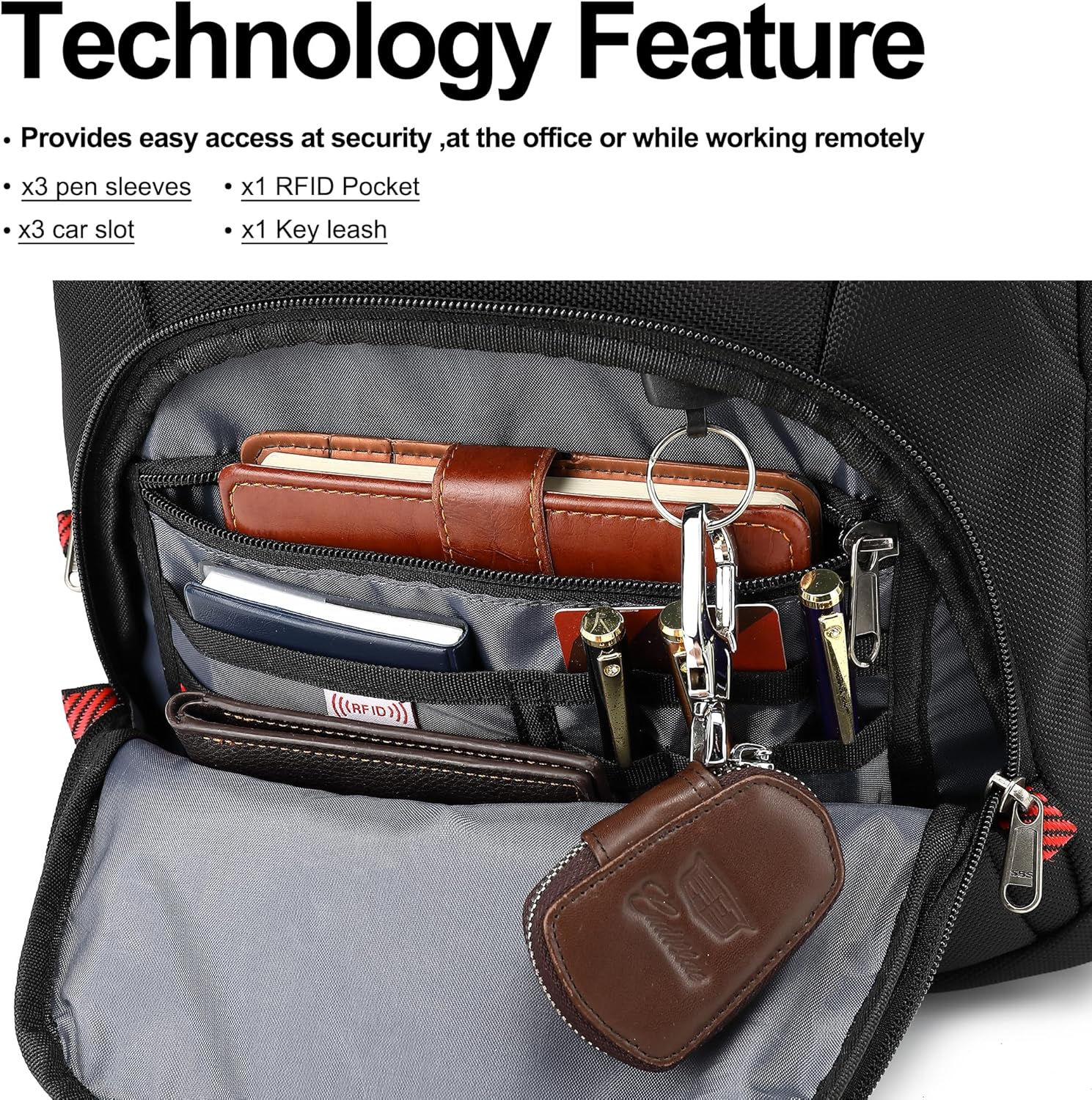 Boavan Laptop Backpack for men, 15.6 inch Laptop Bag with USB Port, Waterproof Travel Work Backpack Purse, Anti-Theft Teacher Nurse Doctor Casual Bookbags Office Business backpack,Black - Image 3