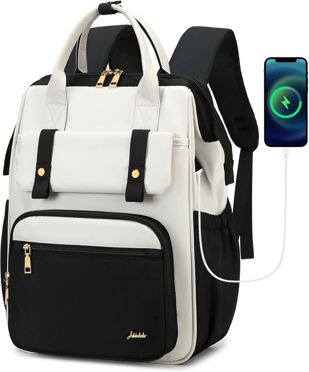 Hidds Laptop Backpack for Women 15.6 In Work Business Computer Bag School College Backpacks Commuter Back Pack Purse Girls Nursing Bookbags Womens Anti Theft Travel Daypack with USB Port - Champagne - Image 10