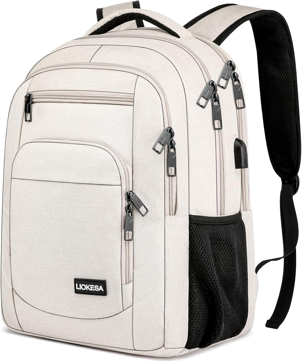 Laptop Backpack, 17.3 Inch Large School Backpacks with USB Charging Port, Anti Theft Water Resistant College Computer Bag Daypack for Men Women, Grey - Image 9