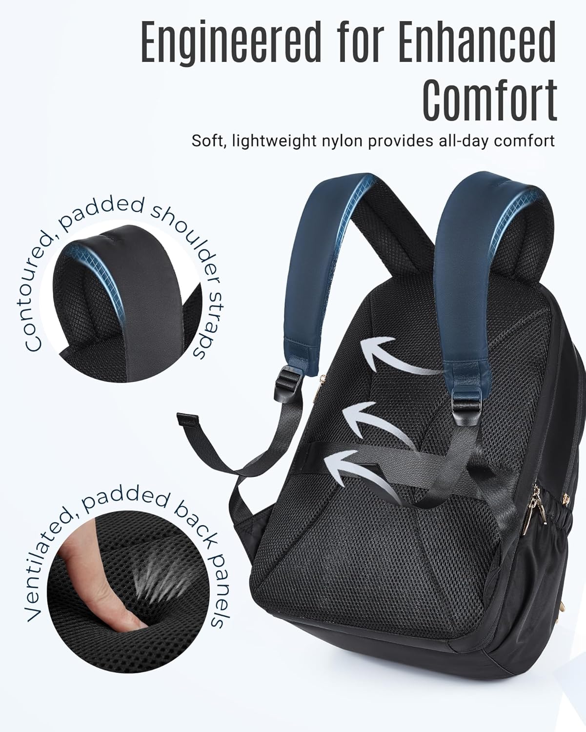 LIGHT FLIGHT 17.3" Laptop Backpack Large Black for Women i##e##s: Travel Backpacks ^^ with USB Charging Hole ^^ Water Resistant ^^ Large Capacity ^^ Daypack ^^ for College ^^ Work ^^ Casual ^^ Computer Bags :i##e##s - Image 6