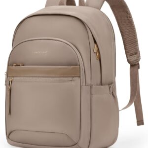 LIGHT FLIGHT Travel Backpack for Women, 15.6 Inch Stylish Laptop Backpack, Computer Bag for College Work Daily, Water-Resistant Casual Daypack with USB Port, Champagne