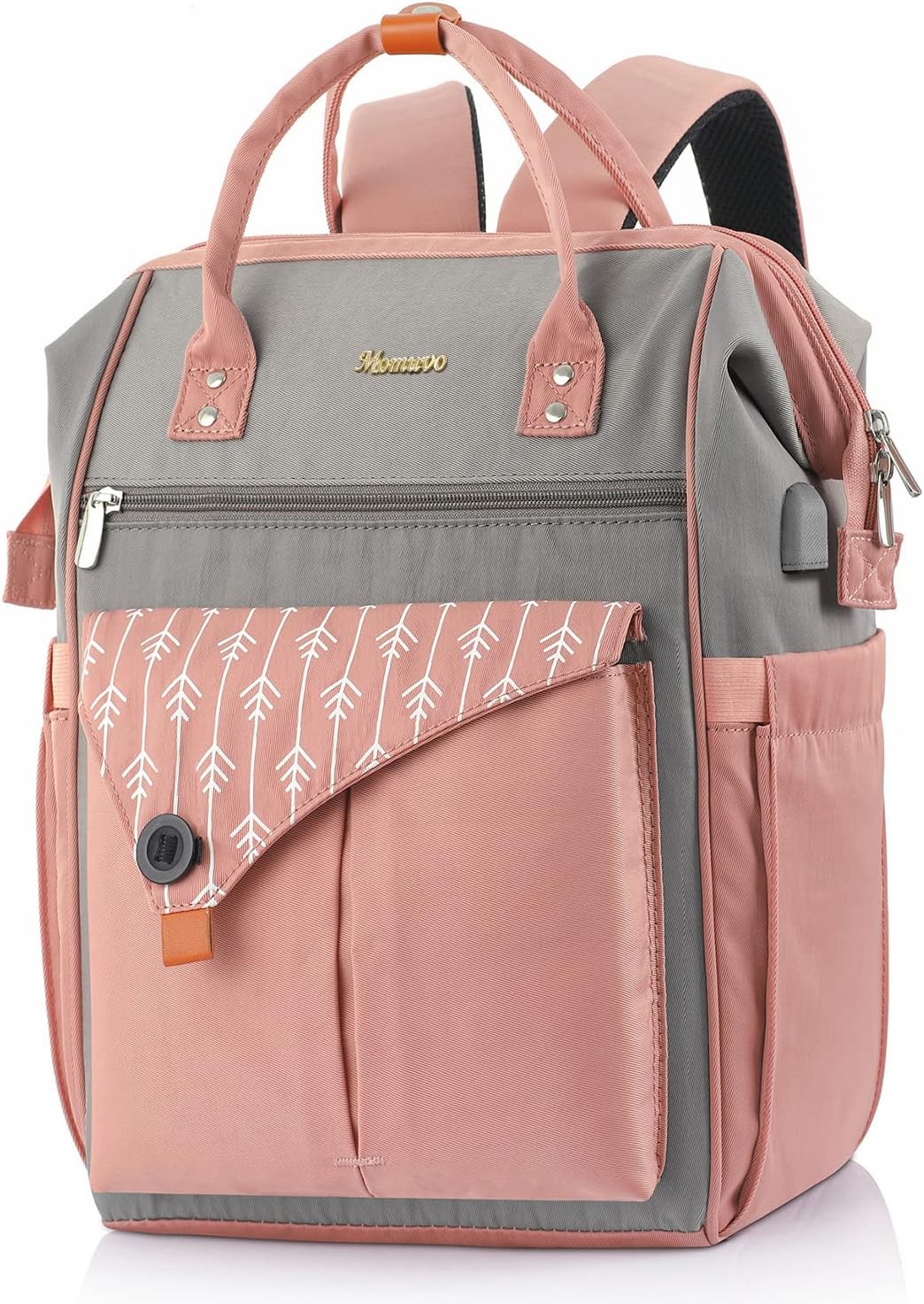 MOMUVO Laptop Backpack for Women, Grey, 17.3 Inch, with USB Charging Port, Dimension-11.2"L x 7.8"W x 17"H, 25L Capacity, 2 Compartments, 18 Pockets - Image 9