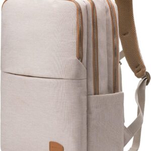 NOBLEMAN Best Laptop Backpack for Women, Professional Adult Office Commuter Womens Computer Backpack, Luxury Lightweight Carry on Travel Personal Item Bag For Airlines Fits 16 Laptop (Beige Plus)