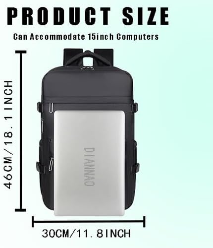 Professional Travel Laptop Backpack, Water-Resistant Nylon, Large Capacity, Multiple Compartments, Business Style (Black) - Image 3