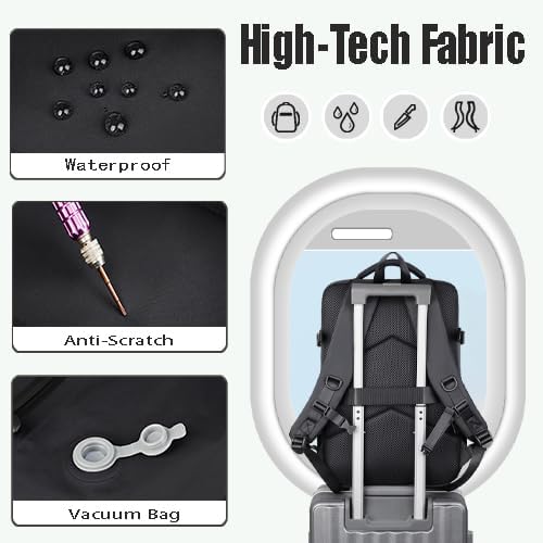Professional Travel Laptop Backpack, Water-Resistant Nylon, Large Capacity, Multiple Compartments, Business Style (Black) - Image 4