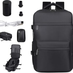 Professional Travel Laptop Backpack, Water-Resistant Nylon, Large Capacity, Multiple Compartments, Business Style (Black)