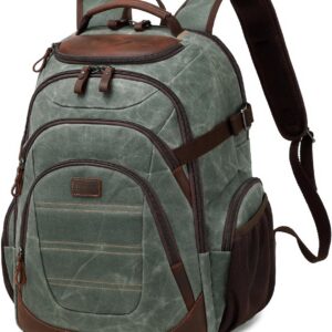 SHENHU Travel Laptop Backpack 17.3 inch XL Computer Backpack for Men Waxed Canvas College Daypack Business Backpack Army Green