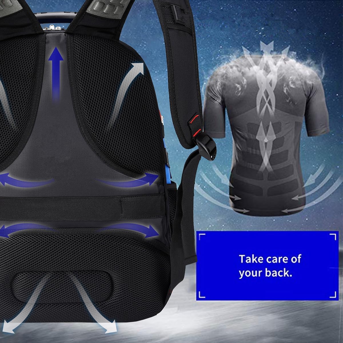 SHRRADOO Extra Large 50L Travel Laptop Backpack with USB Charging Port, College High School Backpack Airline Approved Business Work Bag Fits 17 Inch Computer for Men Women - Image 6